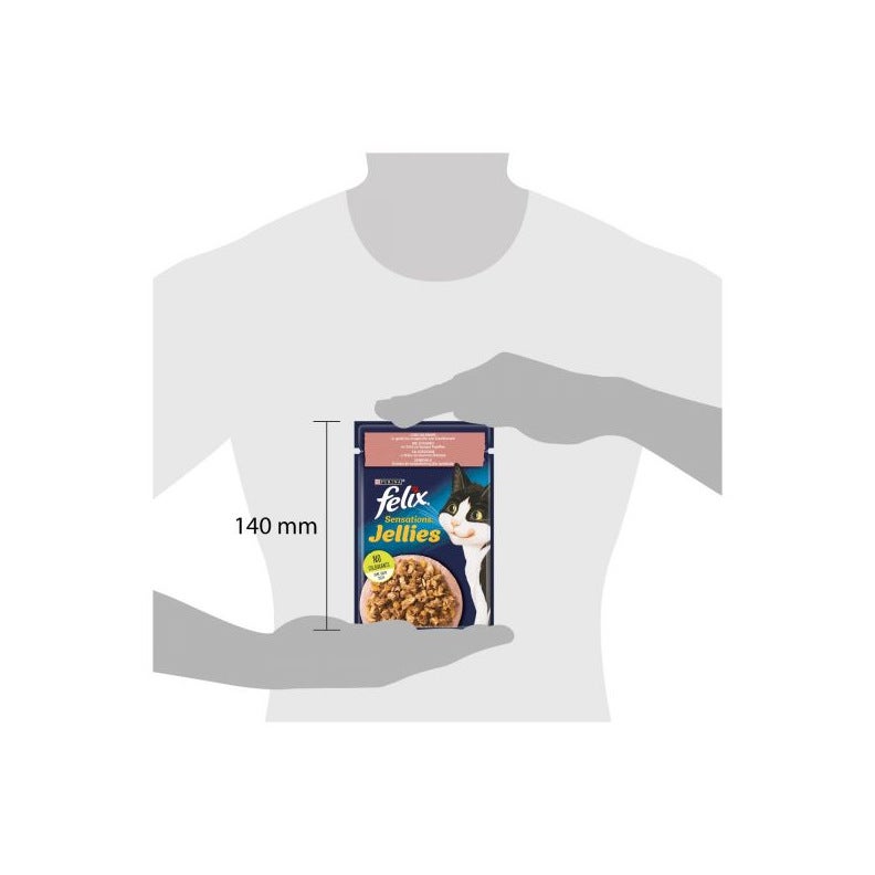 Purina Felix Sensations Jellies Gusto Salmone/Gamberetti Cibo Umido Gatti Adulti Busta 80g-4