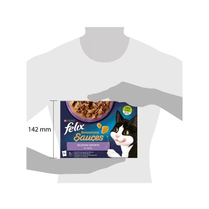 Purina Felix Sensations Sauces Tacchino/Manzo/Salmone/Sardine Cibo Umido Gatti Adulti Busta 12x85g-2