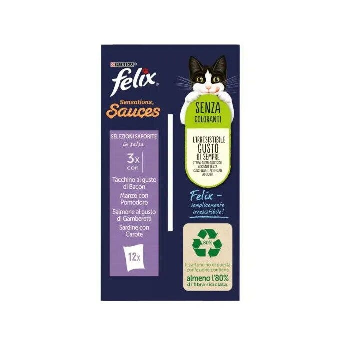 Purina Felix Sensations Sauces Tacchino/Manzo/Salmone/Sardine Cibo Umido Gatti Adulti Busta 12x85g-10