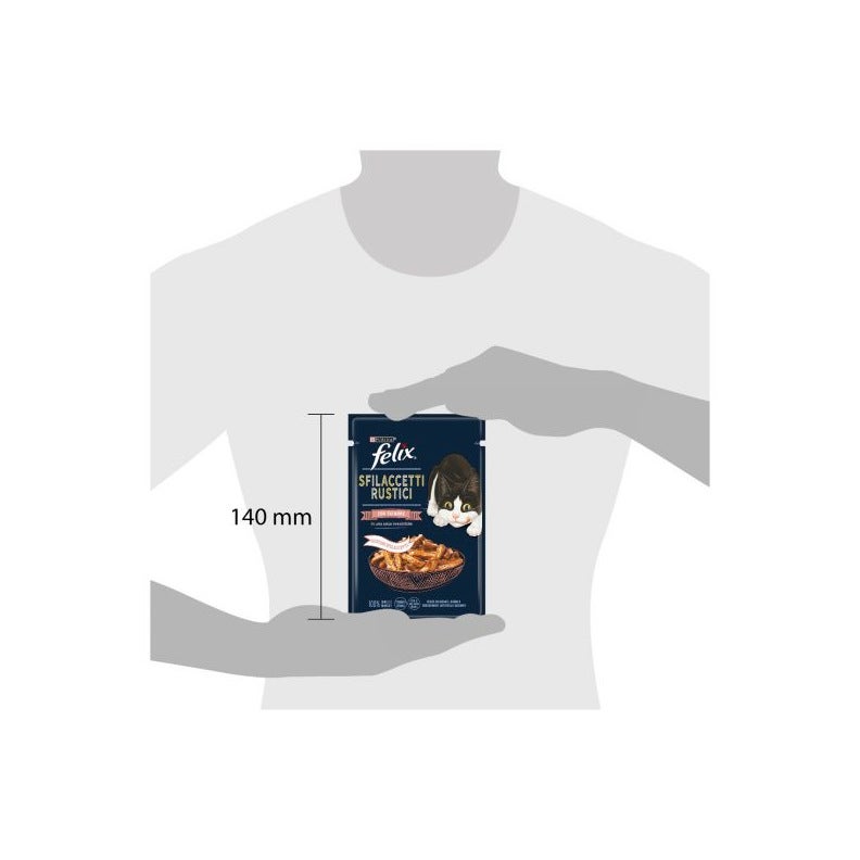 Purina Felix Sfilaccetti Rustici Gusto Salmone Cibo Umido Gatti Adulti Busta 80g-4