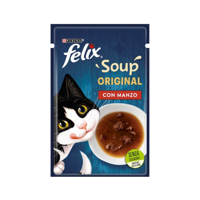 Purina Felix Soup Gusto Manzo Cibo Umido Gatti Adulti Busta 48g-1