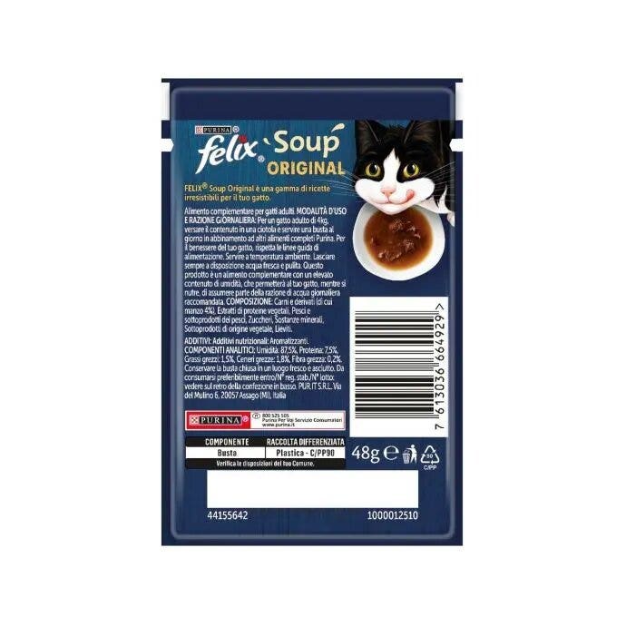 Purina Felix Soup Gusto Manzo Cibo Umido Gatti Adulti Busta 48g-6