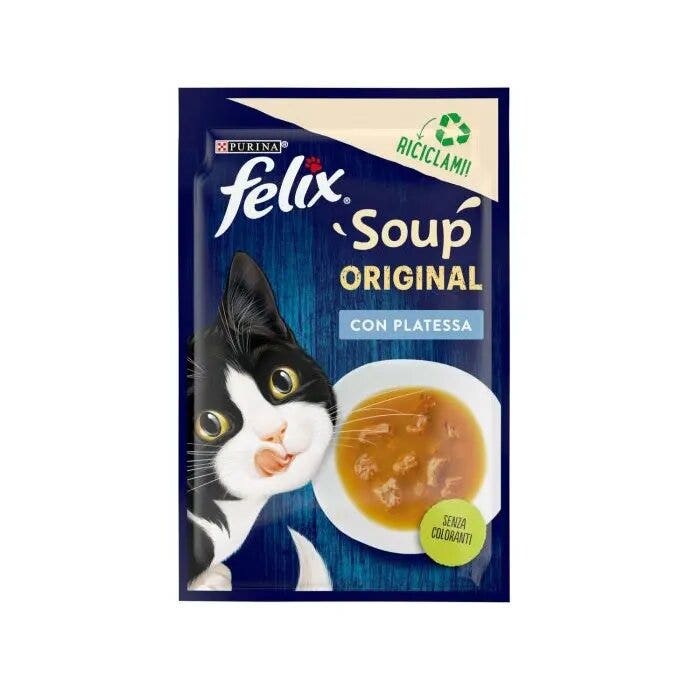 Purina Felix Soup Gusto Platessa Cibo Umido Gatti Adulti Busta 48g-1