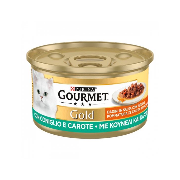 Purina Gourmet Gold Dadini In Salsa Con Coniglio E Carote Per Gatti Lattina 85g-1
