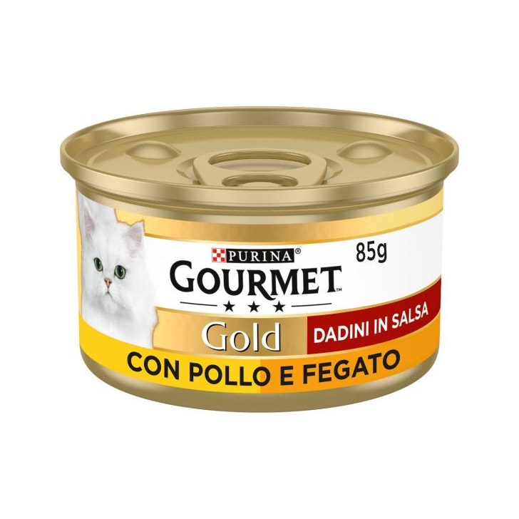 Purina Gourmet Gold Dadini In Salsa Con Pollo E Fegato Per Gatti Lattina 85g-1
