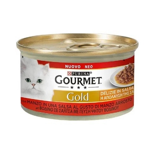 Purina Gourmet Gold Delizie In Salsa Con Manzo Per Gatti Lattina 85g-1