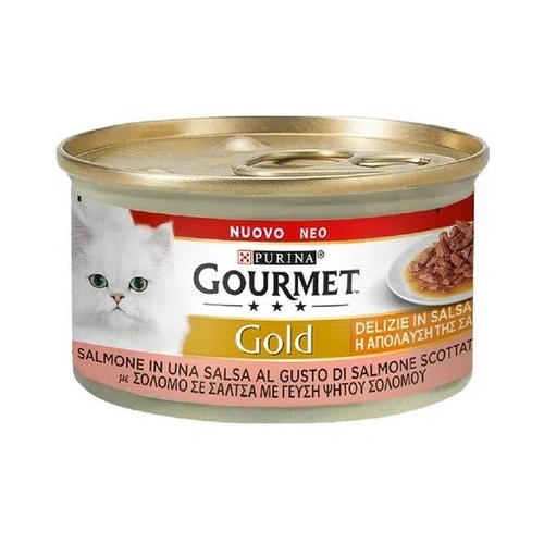 Purina Gourmet Gold Delizie In Salsa Con Salmone Per Gatti Lattina 85g-0