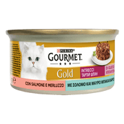 Purina Gourmet Gold Intrecci Con Salmone E Merluzzo Per Gatti Lattina 85g-1