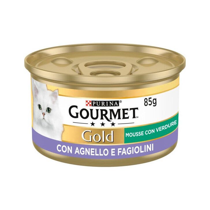 Purina Gourmet Gold Mousse Con Agnello E Fagiolini Per Gatti Lattina 85g-3