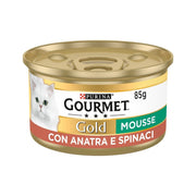 Purina Gourmet Gold Mousse Con Anatra E Spinaci Per Gatti Lattina 85g-1
