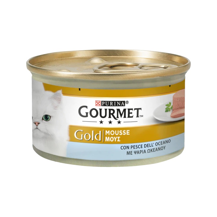 Purina Gourmet Gold Mousse Con Pesce Dell'Oceano Per Gatti Lattina 85g-1