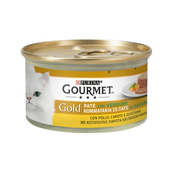 Purina Gourmet Gold Patè Con Pollo Carote E Zucchine Per Gatti Lattina 85g-1