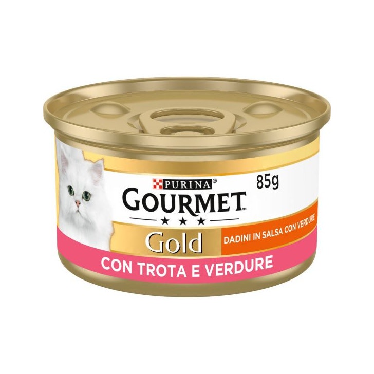 Purina Gourmet Gold Dadini In Salsa Con Trota E Verdure Per Gatti Lattina 85g-1