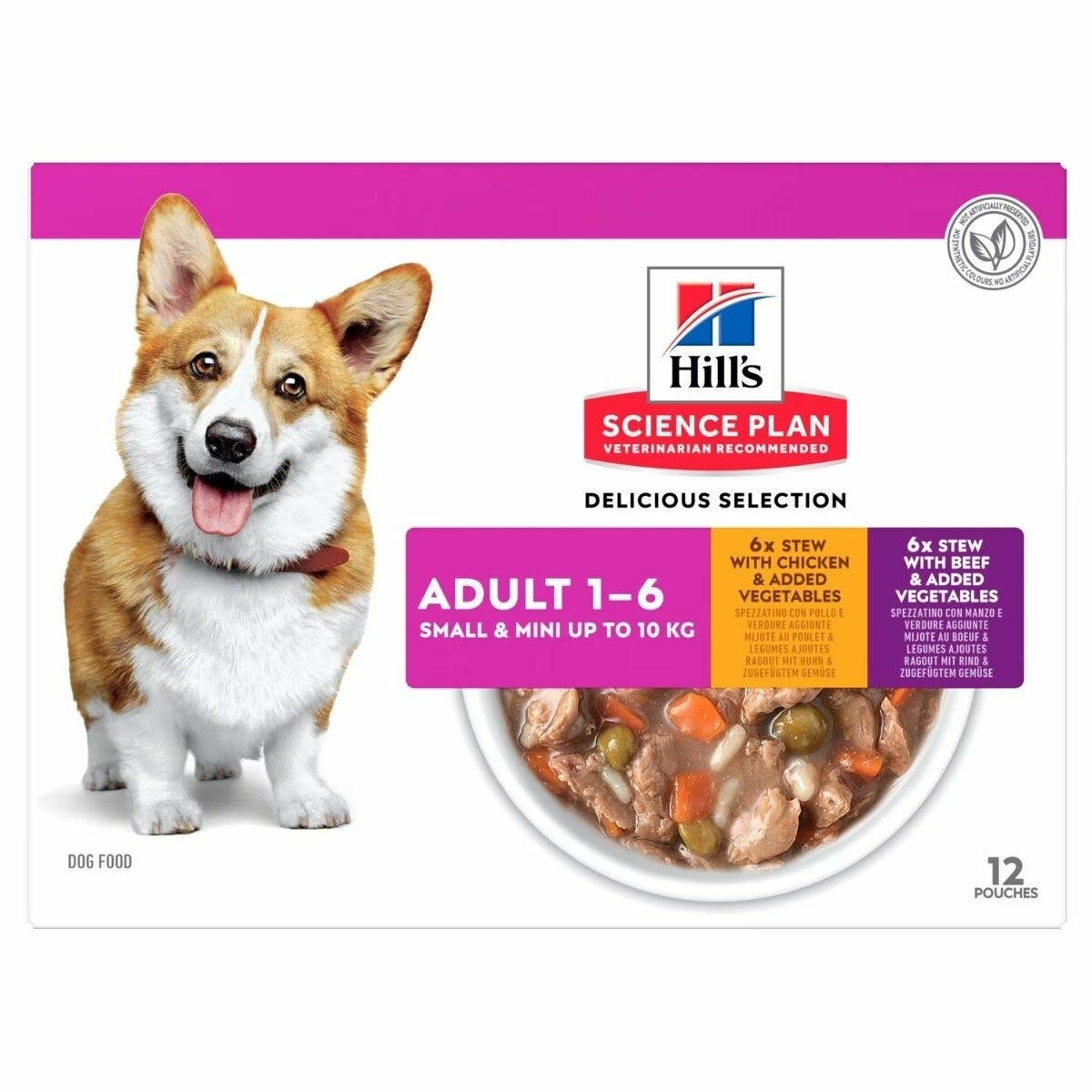 Hill's Science Plan Adult 1-6 Spezzatino Pollo/Manzo E Verdure Per Cani Adulti Taglia Piccola/Mini Bustine 12x80g-2