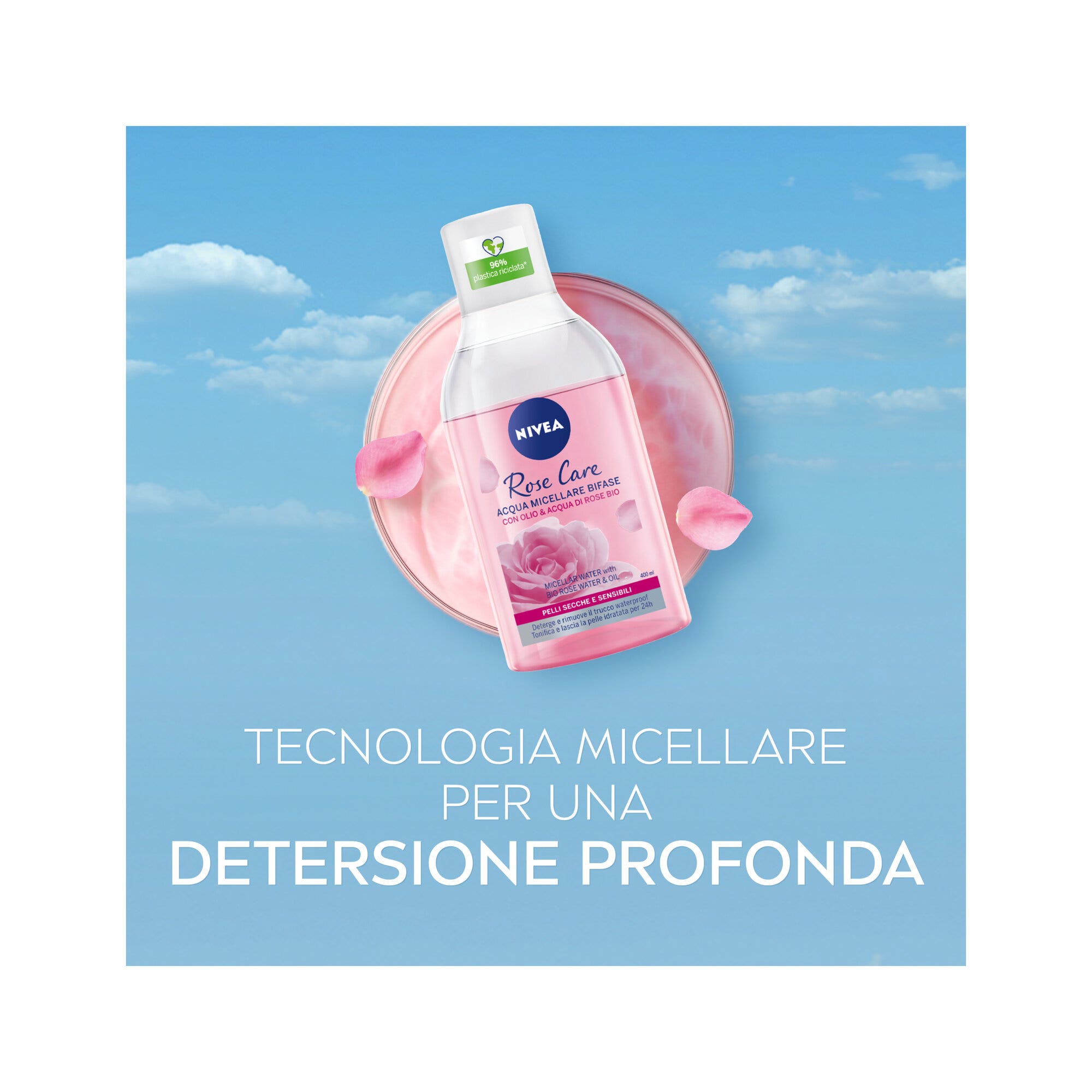 Nivea Rose Care Acqua Micellare Bifase Detergente Viso E Occhi Struccante Lenitivo 400ml-4