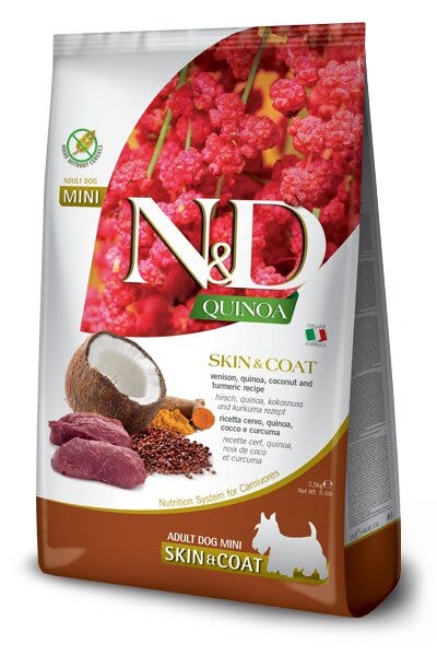 Farmina N&D Dog Mini Quinoa Skin & Coat Venison Per Cani Adulti 800g-1