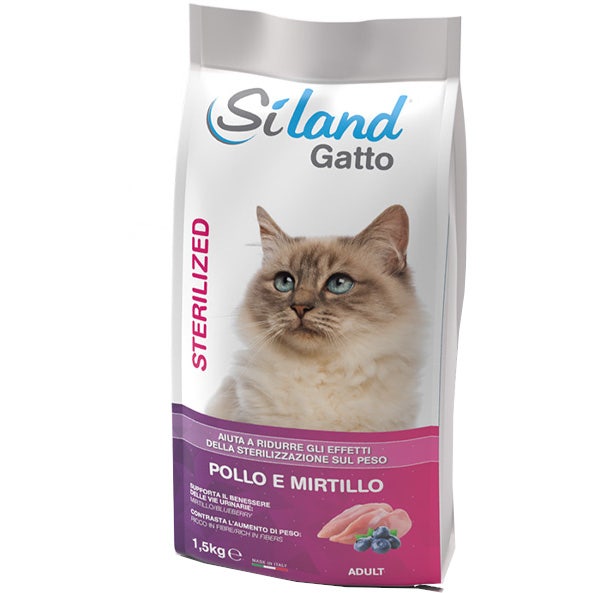 Siland Crocchette Pollo/Mirtilli Gatti Adulti Sterilizzati 1,5Kg-1
