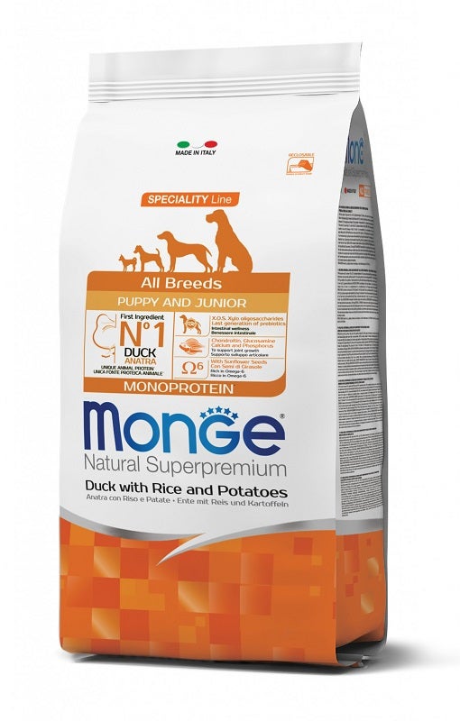 Monge Natural Superpremium All Breeds Anatra COn Riso E Patate Cibo Secco Cani Cuccioli Sacco 12Kg-2