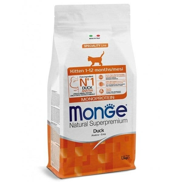 Monge Natural Superpremium Monoprotein Anatra Cibo Secco Per Gattini Sacco 1,5Kg-2
