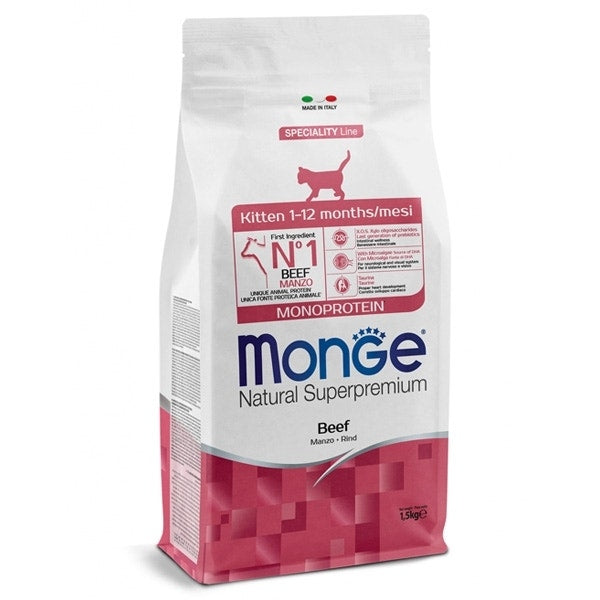 Monge Natural Superpremium Monoprotein Manzo Cibo Secco Per Gattini Sacco 1,5Kg-1