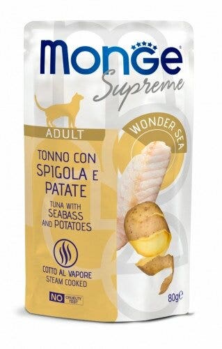 Monge Supreme Pezzetti Di Tonno Con Spigola E Patate Per Gatti Adulti Busta 80g-1