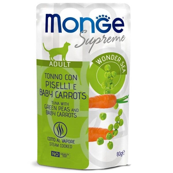 Monge Supreme Pezzetti Di Tonno Con Piselli E Baby Carrots Per Gatti Adulti Busta 80g-2