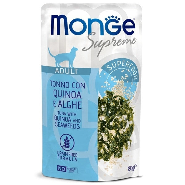 Monge Supreme Pezzetti di Tonno con Quinoa Alghe Cibo Umido Gatti Adulti 80g-1