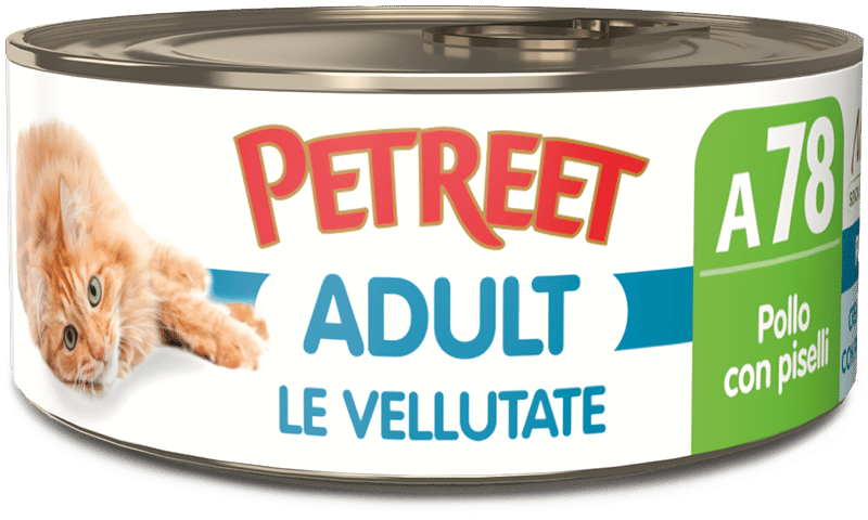Petreet Vellutate Pollo Con Piselli Cibo Umido Gatto Adulto Barattolo 70g-1