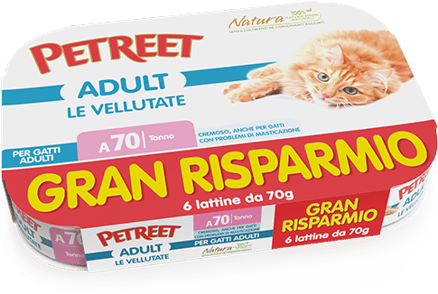 Petreet Vellutate Tonno Cibo Umido Gatto Adulto 6x70g-1