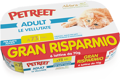 Petreet Vellutate Pollo Cibo Umido Gatto Adulto 6x70g-1
