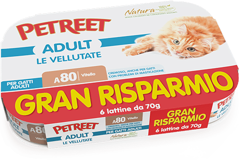 Petreet Vellutate Vitello Cibo Umido Gatto Adulto 6x70g-1