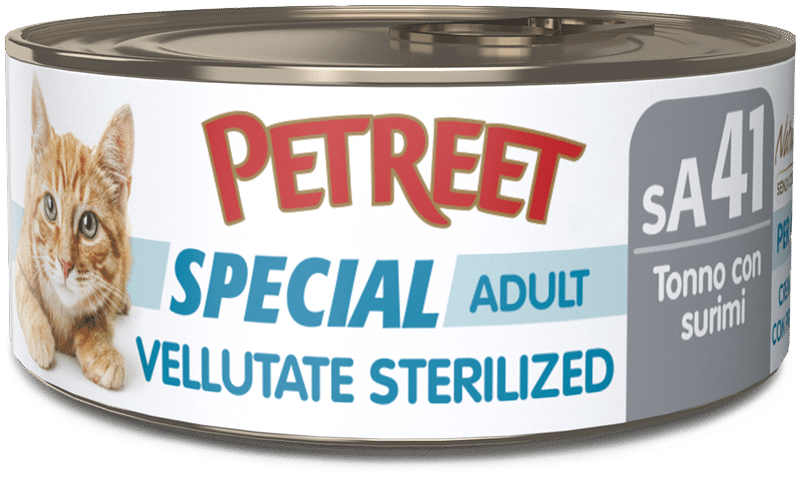 Petreet Vellutate Tonno Con Surimi Aroma Granchio Cibo Umido Gatto Sterilizzato Barattolo 70g-1