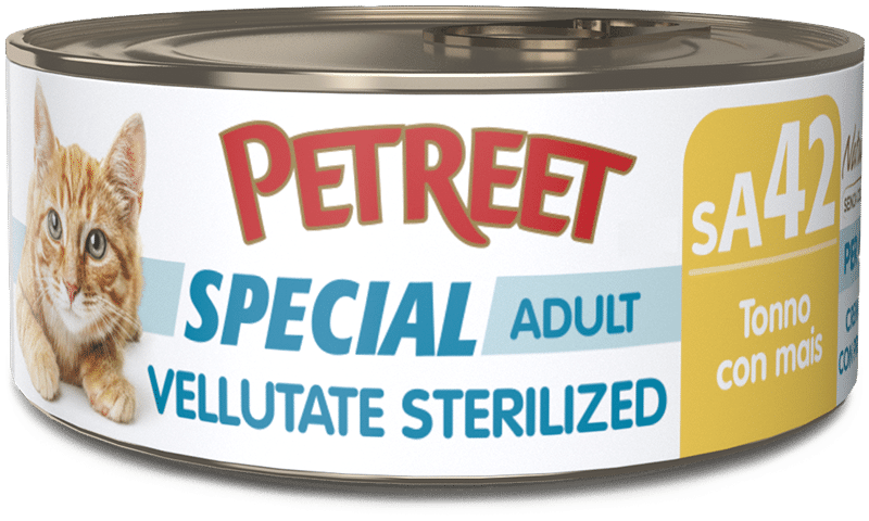 Petreet Vellutate Tonno Con Mais Cibo Umido Gatto Sterilizzato Barattolo 70g-1