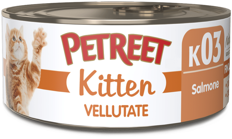 Petreet Vellutate Salmone Cibo Umido Gattino Barattolo 60g-1
