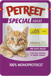 Petreet Monoproteico Pollo Cibo Umido Gatto Adulto Bustina 70g-1