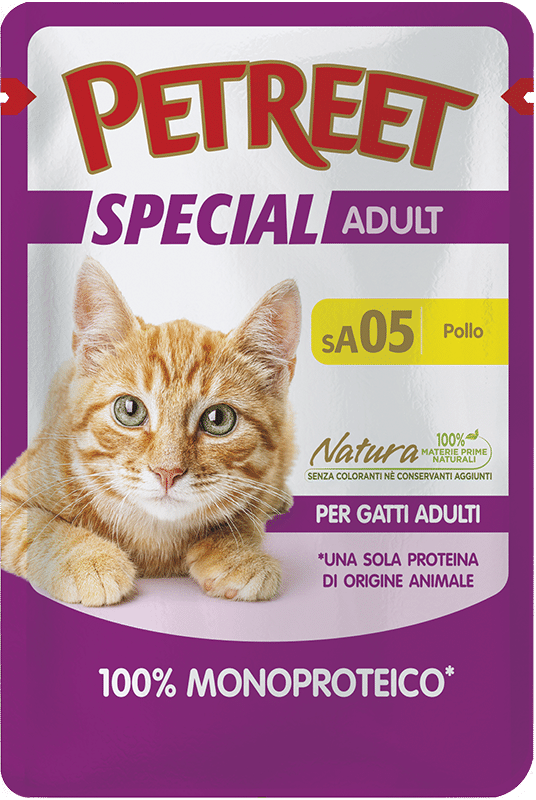 Petreet Monoproteico Pollo Cibo Umido Gatto Adulto Bustina 70g-1