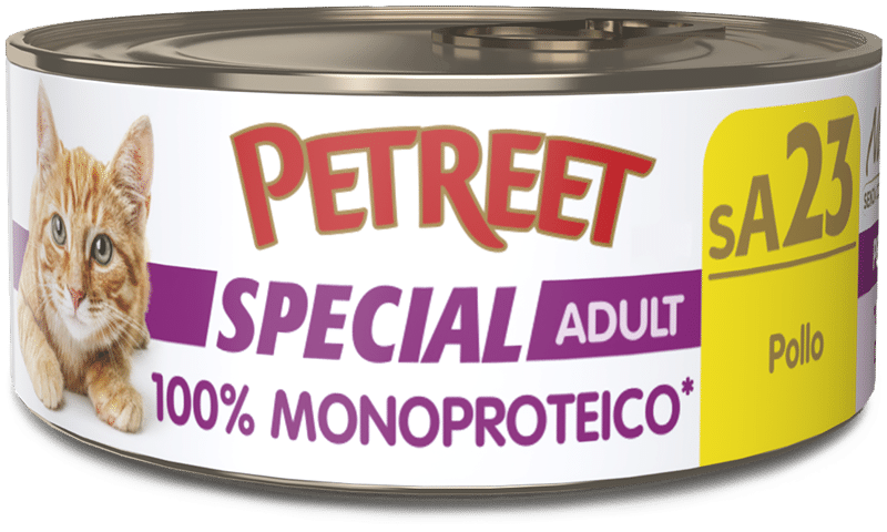 Petreet Monoproteico Pollo Cibo Umido Gatto Adulto Barattolo 60g-1