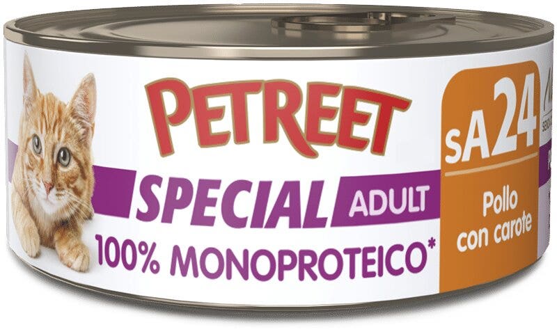 Petreet Monoproteico Pollo Con Carote Cibo Umido Gatto Adulto Barattolo 60g-2
