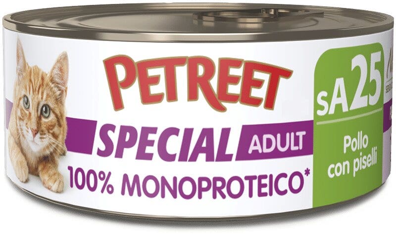 Petreet Monoproteico Pollo Con Piselli Cibo Umido Gatto Adulto Barattolo 60g-2