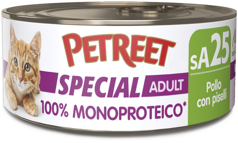 Petreet Monoproteico Pollo Con Piselli Cibo Umido Gatto Adulto Barattolo 60g-1