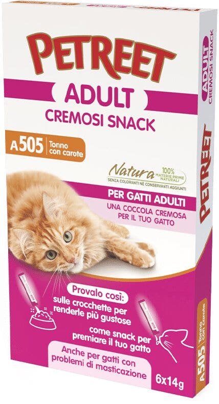 Petreet Snack Tonno Con Carote Cibo Umido Gatto Adulto 6 Bustine-2