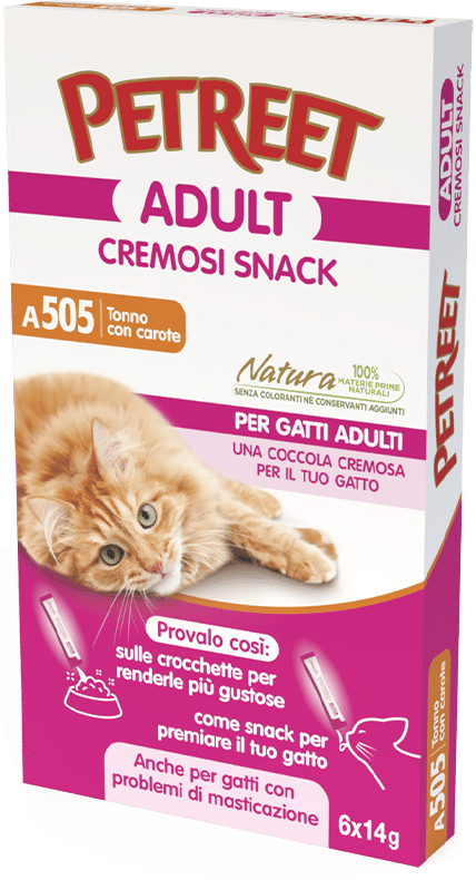 Petreet Snack Tonno Con Carote Cibo Umido Gatto Adulto 6 Bustine-1