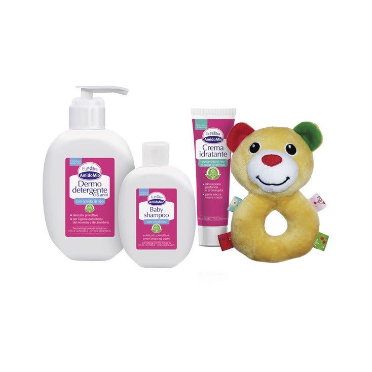 Euphidra Box Giocando Si Cresce Dermodetergente 400ml+Baby Shampoo 200ml+Crema Idratante 50ml+Sonaglio -1
