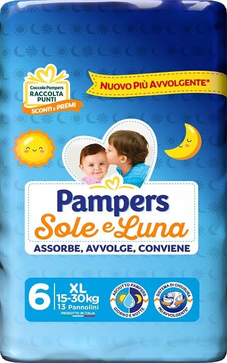 Pampers Sole Luna Pannolini Taglia 6 XL (15-30 kg) 13 Pezzi-2