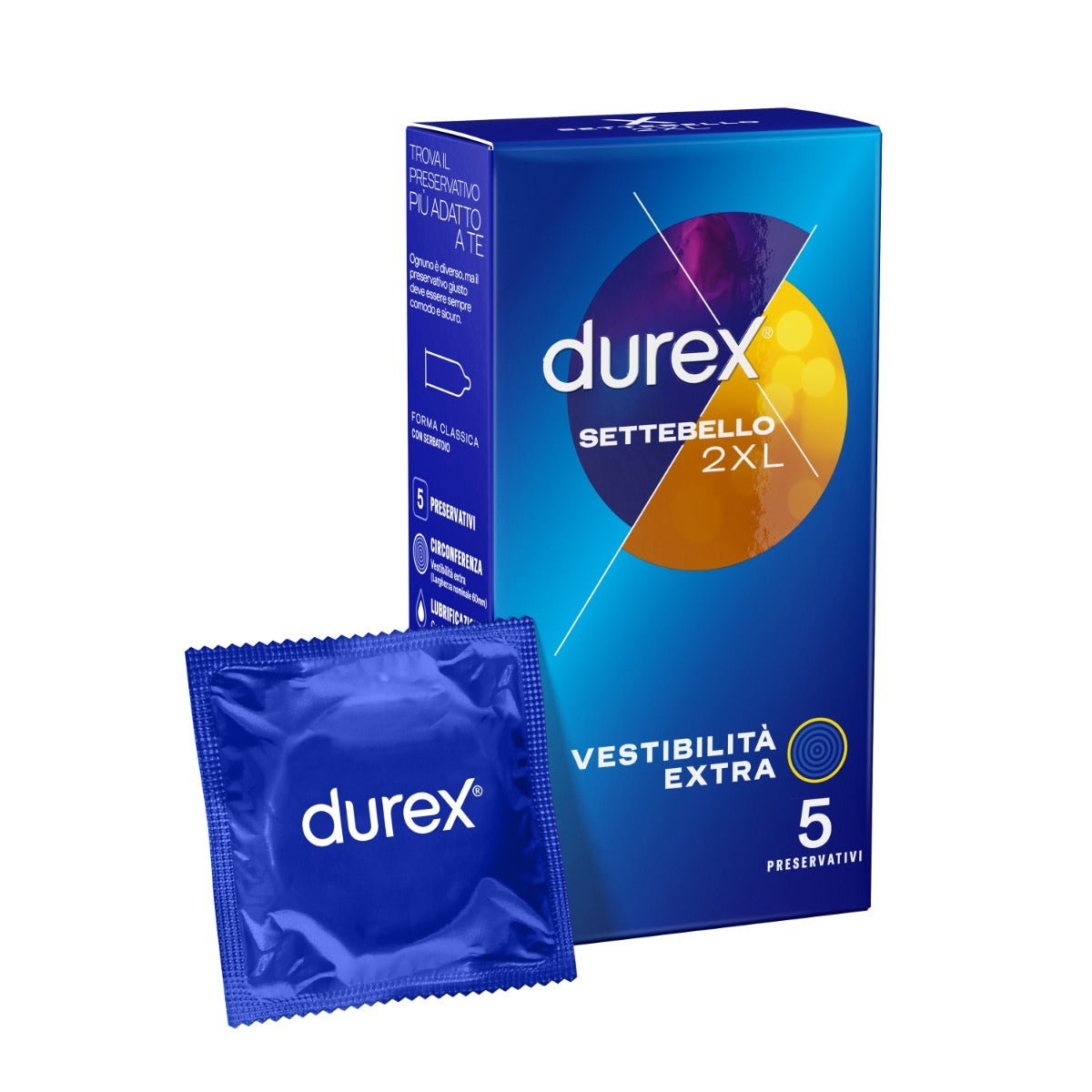Durex Settebello Vestibilità Extra 2XL 5 Preservativi-2