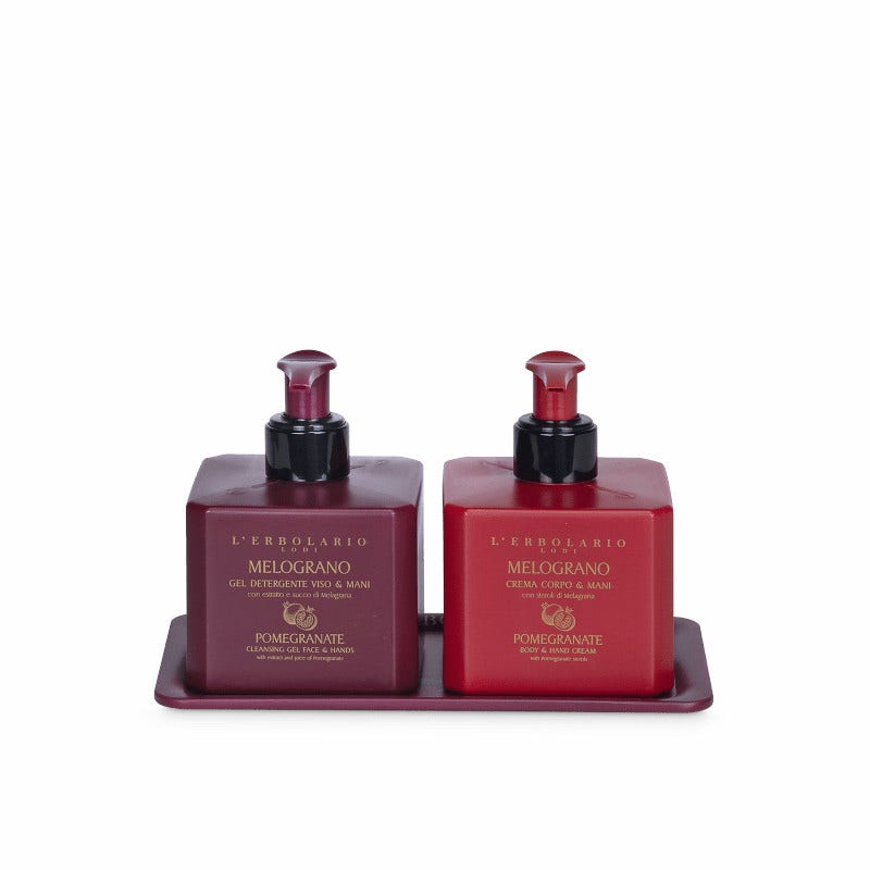 L'Erbolario Cofanetto Melograno Gel Detergente Viso/ Mani 250ml + Crema Corpo 250ml-1