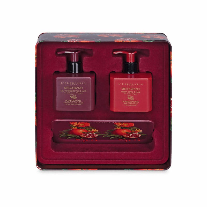 L'Erbolario Cofanetto Melograno Gel Detergente Viso/ Mani 250ml + Crema Corpo 250ml-0