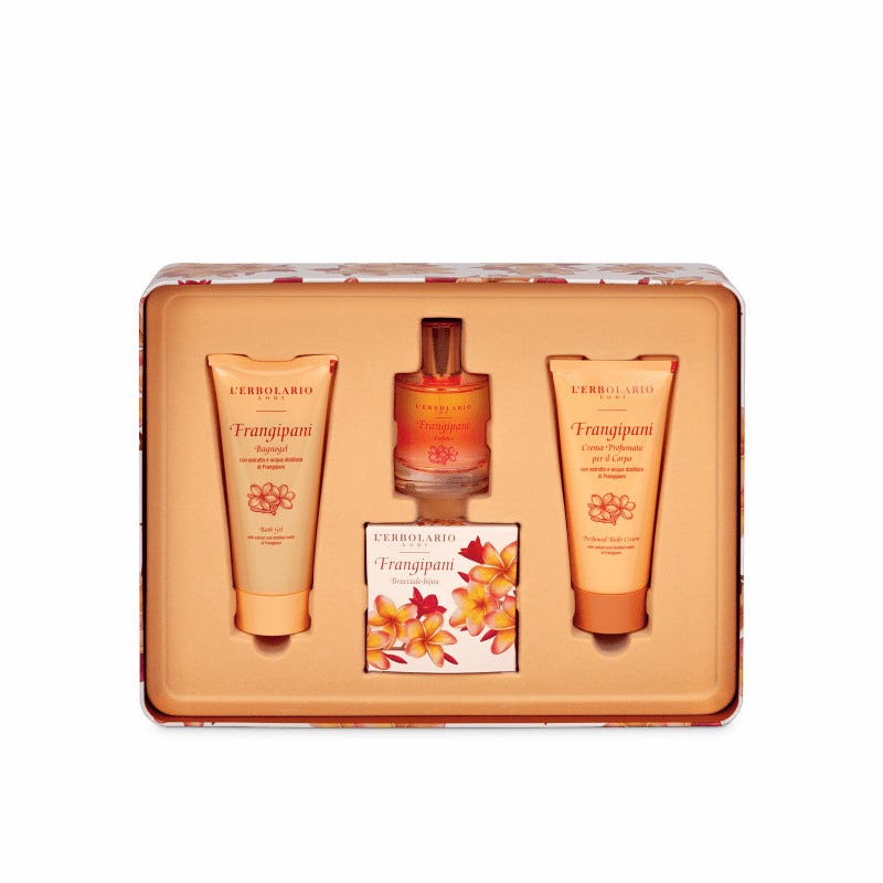 L'Erbolario Cofanetto Frangipani Profumo 50ml + Bagnogel 100ml + Crema Corpo 100ml + Bracciale-1