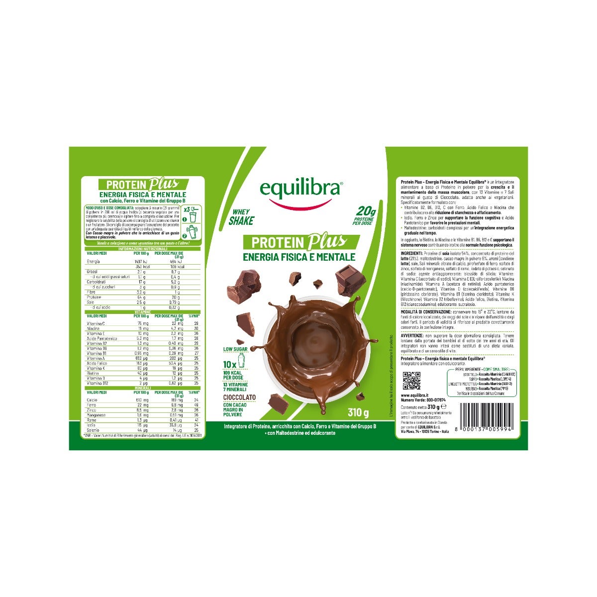 Equilibra Protein Shake Cioccolato 310g-3