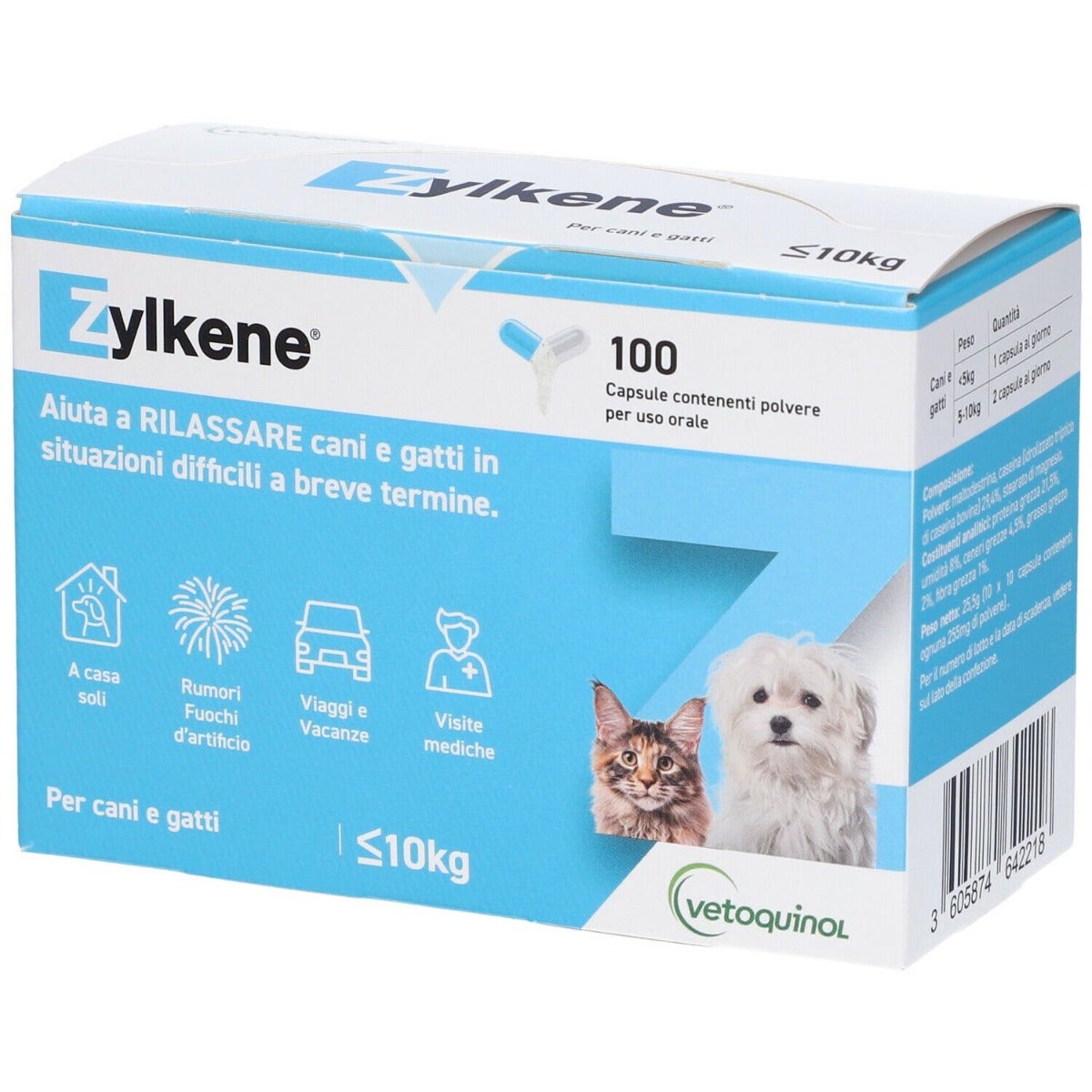 Zylkene Mangime Complementare per Cani e Gatti 75mg 100 Capsule-1